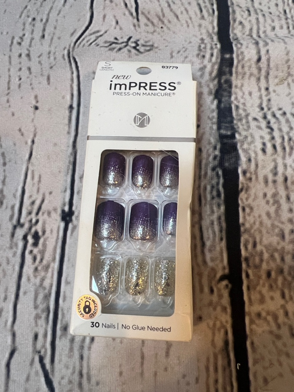 imPRESS Purple Ombre Nails with Silver Glitter Accents